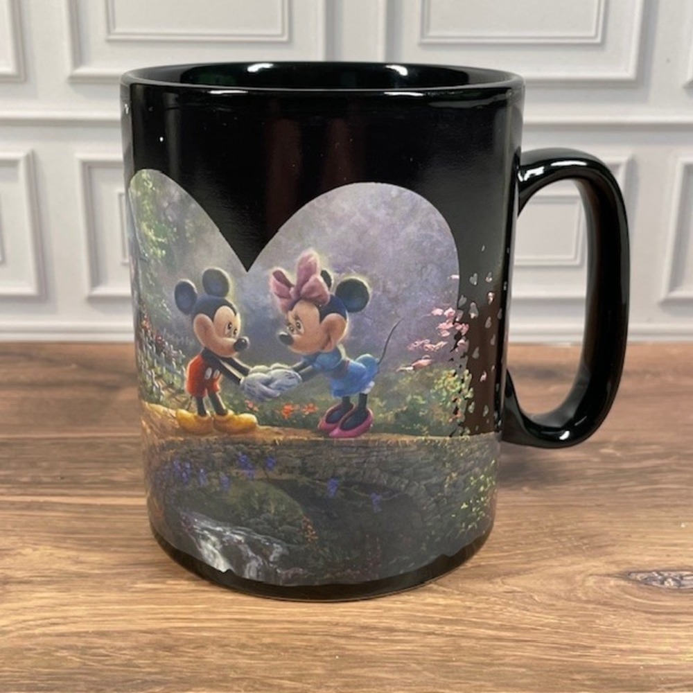 Disney Thomas Kinkade Mickey Minnie Sweetheart Bridge Morphing Mug 16OZ